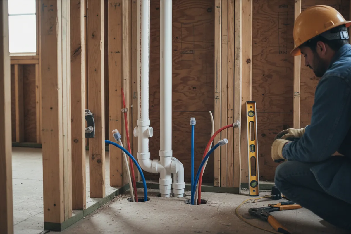 Drain and supply rough-in during Garbage Disposal Repair in Wilmington